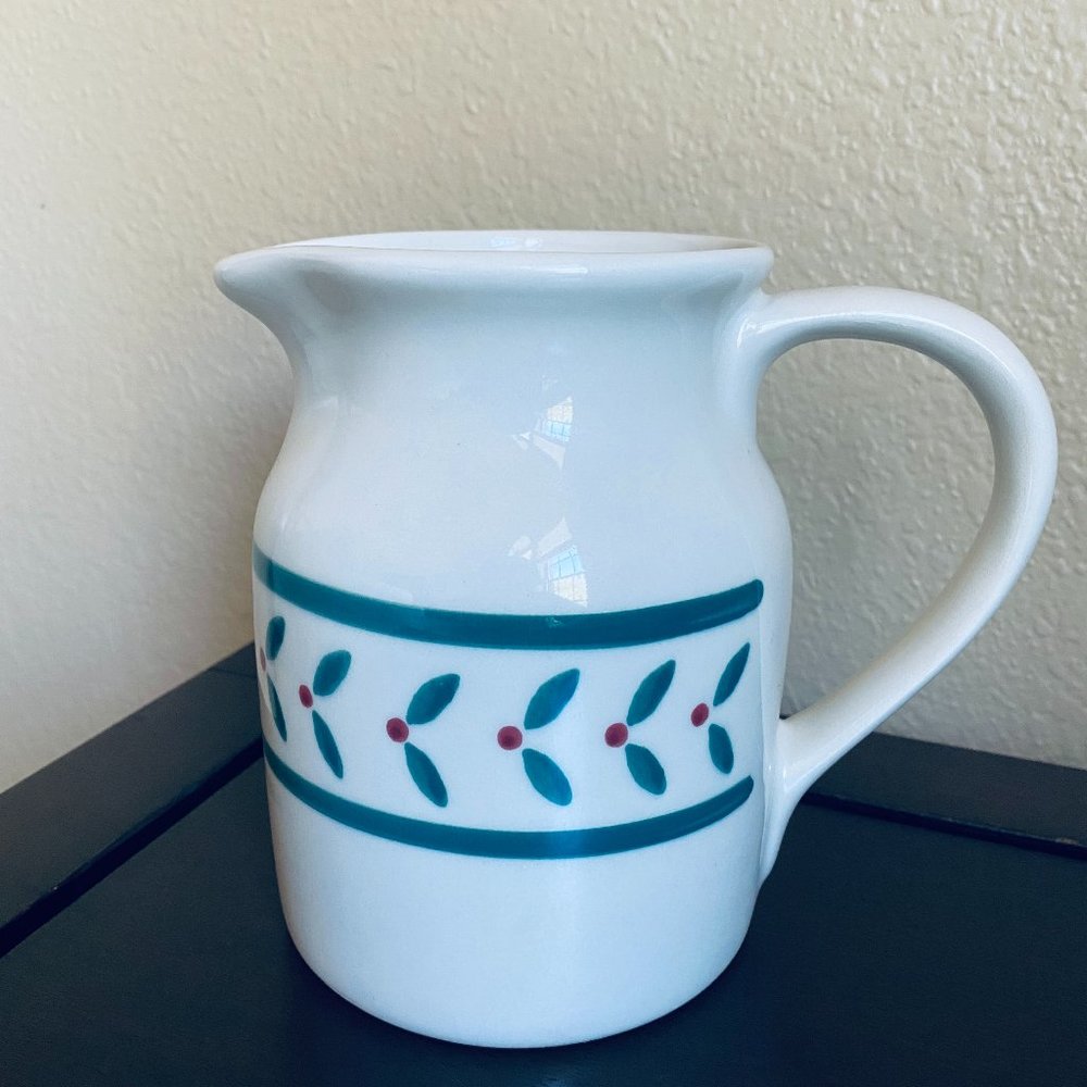 Vintage Hartsone Holly Berry Stoneware Christmas Pitcher